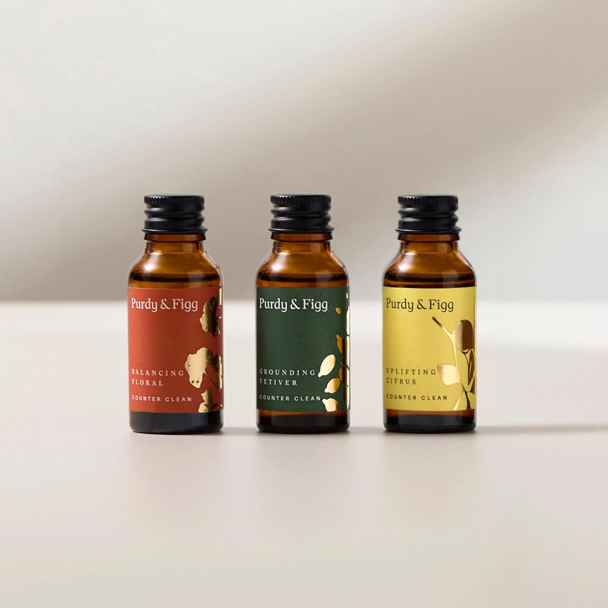 Purdy & Figg | Counter Clean Mixed Refill Kit | All-Purpose Cleaning Spray with Organic Essential Oils | Natural & Non-Toxic | Home & Kitchen Countertops | Citrus/Floral/Vetiver Scents