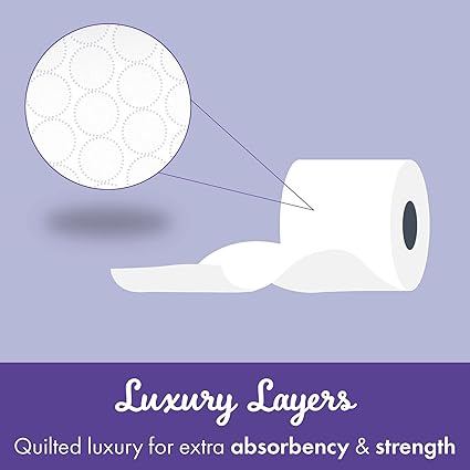 Cusheen by Splesh Toilet Roll Bulk Buy - Pack of 48 Rolls (2 x 24 packs) Quilted White 3 Ply Shea Butter Fragrance Toilet Rolls