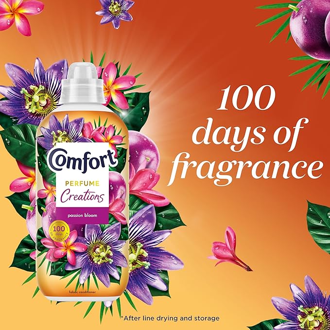 Comfort Perfume Creations Passion Bloom Fabric Conditioner with Motion-Activated Fragrance Technology 100 Days of Freshness 45 washes (1.35 L)