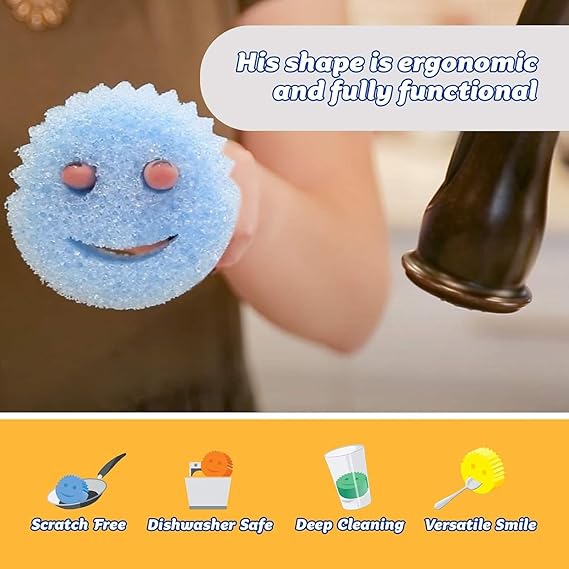 Scrub Daddy Colors Kitchen Sponges, Dish Sponges for Washing Up, Texture Changing Washing Up Sponge, Non Scratch Dish Scrubber, Odour Resistant Bathroom Cleaning Products, Dishwasher Safe, Pack of 3