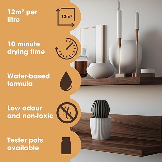 Furniture Clinic Wood Stain (Dark Oak) – Fast Drying, Highly Concentrated, and Easy-to-Apply Wood Stain for All Indoor & Outdoor Wood – Water Based & Non-Toxic – 250ml