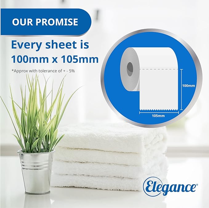 Elegance Feather Soft Toilet Roll - Bulk Buy Pack of 54 Rolls - Ultra Soft, 3-Ply, Recycled, Eco-Friendly, UK Manufactured