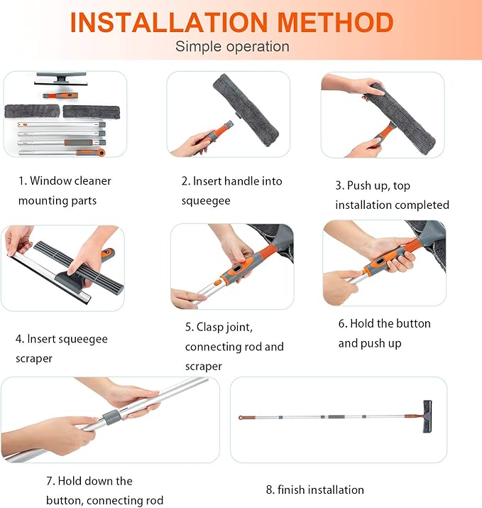 Professional Window Squeegee Cleaner, Equipment Kit Shower Squeegee 158cm Telescopic Window Washing Equipment with Bendable Head,and Aluminium Cleaning Tools for Indoor/Outdoor High Window