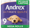 Andrex Ultimate Quilts 9 Mega Toilet Rolls = 13.5 Standard Toilet Rolls, 50% Longer Lasting Paper, Air Pocket Technology for Soft, Thick Sheets, FSC Certified