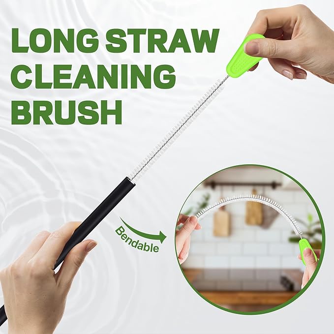 YUNGMAX Bottle Brush Cleaning Set, 3Pcs Long Handle Water Bottle & Straw Cleaner Brushes for Washing Baby Bottles, Drinks Mugs, Flasks, Cup Lids, Teapot Spouts