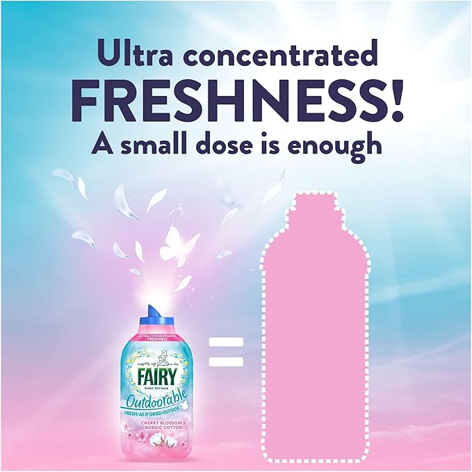 Fairy Outdoorable Fabric Conditioner, Cherry Blossom and Nordic Cotton, 360 Washes (8x45), Ultra Concentrated Formula For Sensitive Skin, Dermatologically Tested