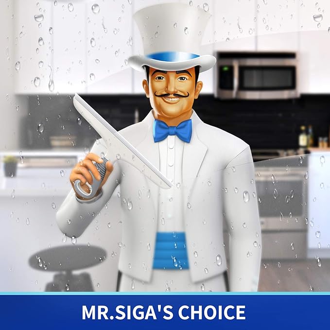 MR.SIGA Multi-Purpose Silicon Squeegee for Window, Glass, Shower Door, Car Windshield, Heavy Duty Window Scrubber, Includes Suction Hook, 10 inch, White & Grey, 2 Pack