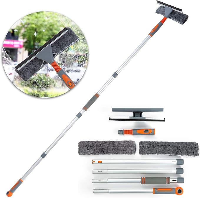 Professional Window Squeegee Cleaner, Equipment Kit Shower Squeegee 158cm Telescopic Window Washing Equipment with Bendable Head,and Aluminium Cleaning Tools for Indoor/Outdoor High Window