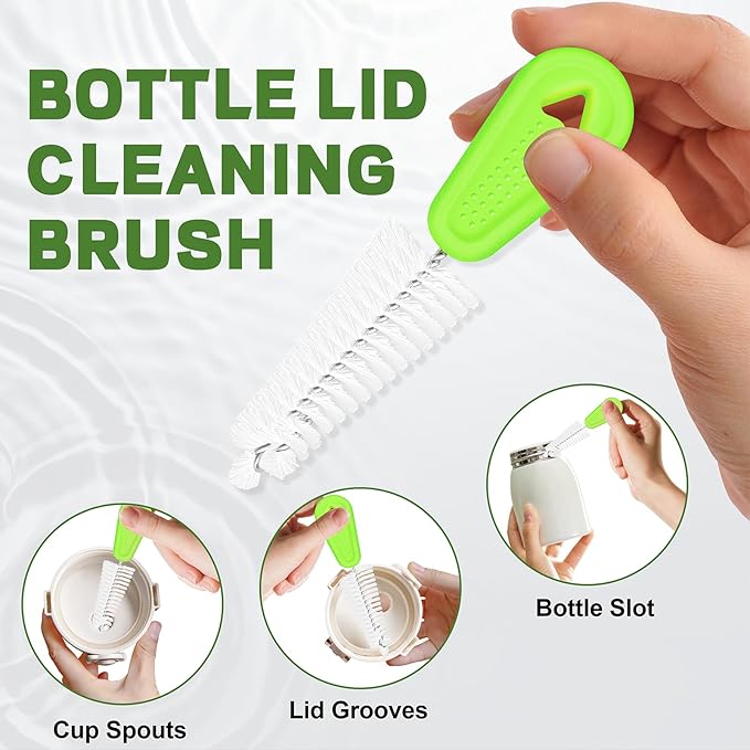 YUNGMAX Bottle Brush Cleaning Set, 3Pcs Long Handle Water Bottle & Straw Cleaner Brushes for Washing Baby Bottles, Drinks Mugs, Flasks, Cup Lids, Teapot Spouts