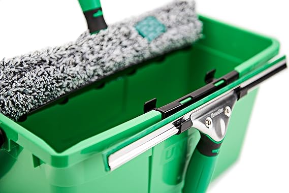 UNGER Window Cleaning Kit PRO Set - Power Washer Sleeve, ErgoTec Squeegee, Bucket 12L, Liquid Glass Cleaner 1L, Safety Glass Scraper, Microfibre Cloth - Professional Window Cleaner Equipment
