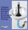 Luigi's Sink and Drain Plunger for Bathrooms, Kitchens, Sinks, Baths and Showers - Powerful Unblocker Tools - Accordion Plungers to Clear and Unblock Blocked Drains - Black