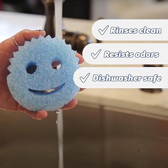 Scrub Daddy Colors Kitchen Sponges, Dish Sponges for Washing Up, Texture Changing Washing Up Sponge, Non Scratch Dish Scrubber, Odour Resistant Bathroom Cleaning Products, Dishwasher Safe, Pack of 3