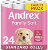 Andrex Family Soft Toilet Paper 24 Rolls (Previously Andrex Gentle Clean) Gentle on your Family's skin– Pack of 24 Toilet Rolls, 170 sheets Per Roll, FSC Certified