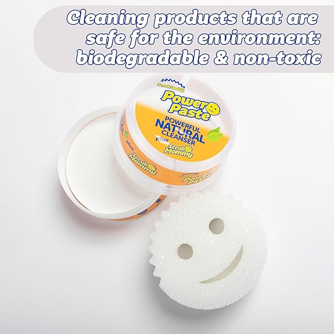 Scrub Daddy Power Paste Multi Purpose Cleaner - Oven Cleaner Heavy Duty Cleaning Products for Cooker, Air Fryer & Induction Hob, Sink Cleaner for Bath & Shower Screen, Kit with Scrub Mommy Sponge