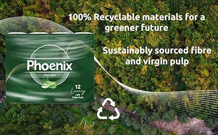 Phoenix Toilet Rolls – 60 Pack | 3 Ply Aloe Vera Scented Toilet Paper | Bulk Buy, Soft, Quilted, Sustainably Sourced, Eco- Friendly Luxury Bathroom Tissue