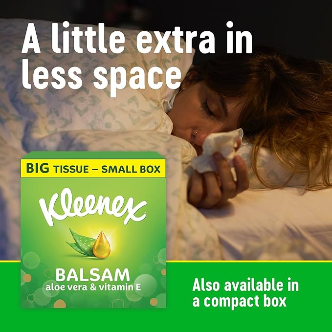 Kleenex Balsam Facial Tissues - Pack of 2 Tissue Boxes - BalmCare with Aloe Vera, Vitamin E and Calendula