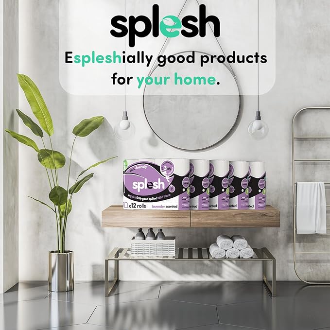 Splesh by Cusheen 3-ply Toilet Roll - Lavender Fragrance (60 Pack) Soft, Quilted Bulk Toilet Rolls, Toilet Tissue and Loo Rolls – Eco-Friendly Toilet Paper Sustainably Crafted in The UK