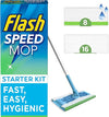 Flash Speedmop Floor Cleaner Starter Kit, Fast Easy and Hygienic (1 Handle, 8 Wet plus 16 Dry Refills), Trap and Lock Daily Dirt, Grease and Grime Without Getting Down On Your Knees