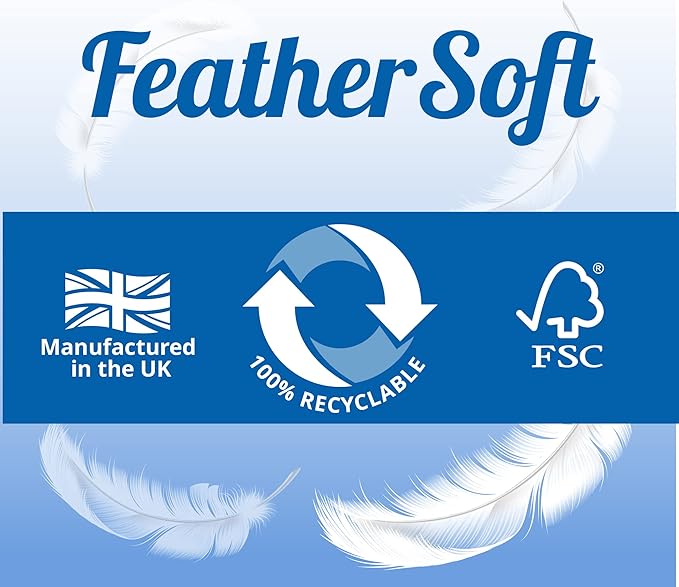 Elegance Feather Soft Toilet Roll - Bulk Buy Pack of 54 Rolls - Ultra Soft, 3-Ply, Recycled, Eco-Friendly, UK Manufactured