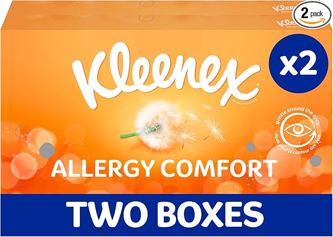 Kleenex Allergy Facial Tissues, Pack of 2 Boxes (112 Tissues)