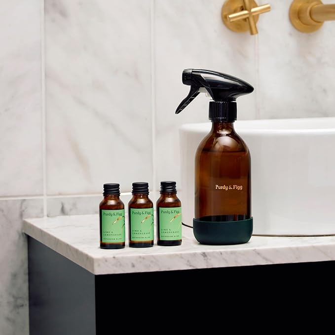Purdy & Figg | Bathroom Bliss Starter Kit | All-Natural Non-Toxic Bathroom & Shower Cleaner | Streak-Free Surface & Toilet Bowl Cleaner | Limescale & Soap Scum Remover | Lime & Lemongrass Scent