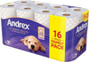 Andrex Supreme Quilts Quilted Toilet Paper - 16 Toilet Roll Pack - 25% Thicker Than Before to Provide Ultimate Quilted Comfort with Unique Air Pocket Texture