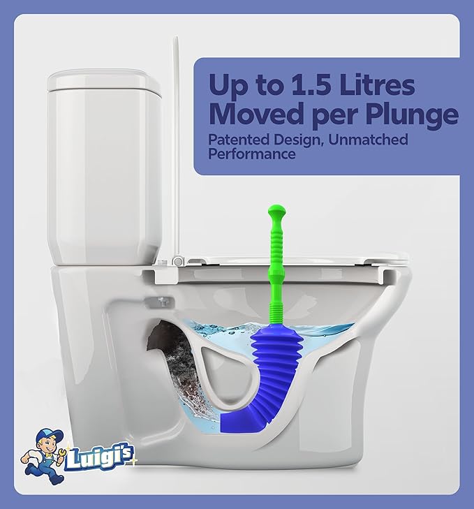 Luigi's World's Best Toilet Plunger - Plunger Toilet Unblocker Heavy Duty - Plungers for Unblocking - Unique Strongest Unblocker Tool - Plungers for Unblocking - Clog Remover Tool