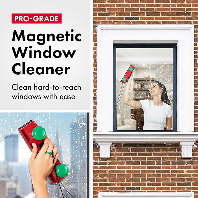 Tyroler Glider D4 Magnetic Window Cleaner for Double Glazing | Double Sided Window Cleaner Tool | Fits 2-40mm Window Thickness | Adjustable Force Control | Window Cleaning Equipment Magnetic