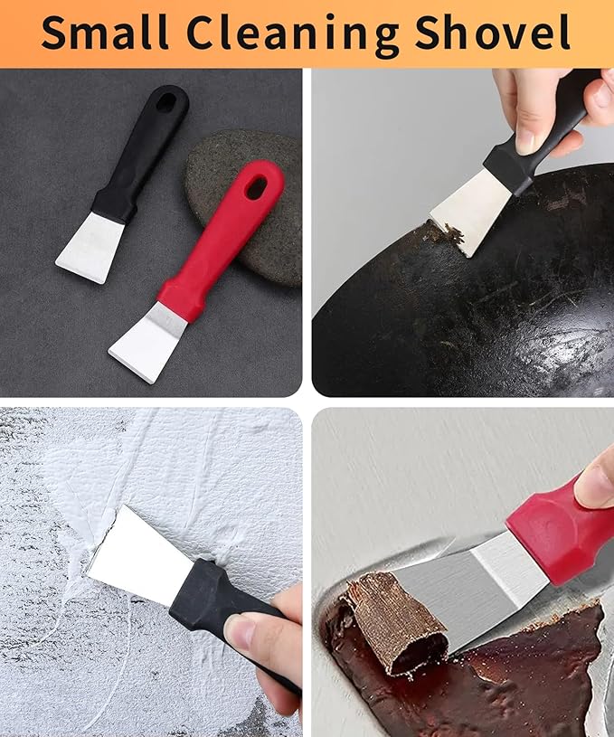 Uoking 8 Pcs Cleaning Tool Set - 3Pcs Crevice Cleaning Brush, Groove Gap Cleaning Brush, 3Pcs Stainless Steel Brass Nylon Brush with 2Pcs Oven Cleaning Tool Non-Scratch for Home Kitchen Cleaning