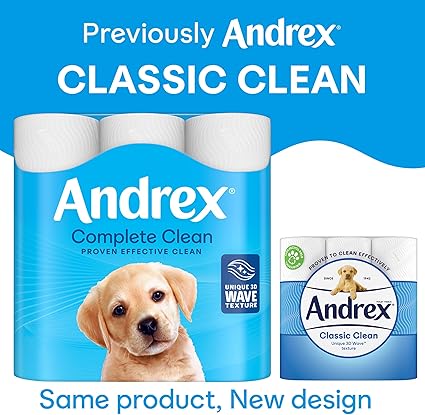 Andrex Complete Clean Toilet Roll 36 Rolls (Previously Andrex Classic Clean Toilet Tissue) Unbeatable Toilet Paper with Unique 3D Wave, FSC Certified