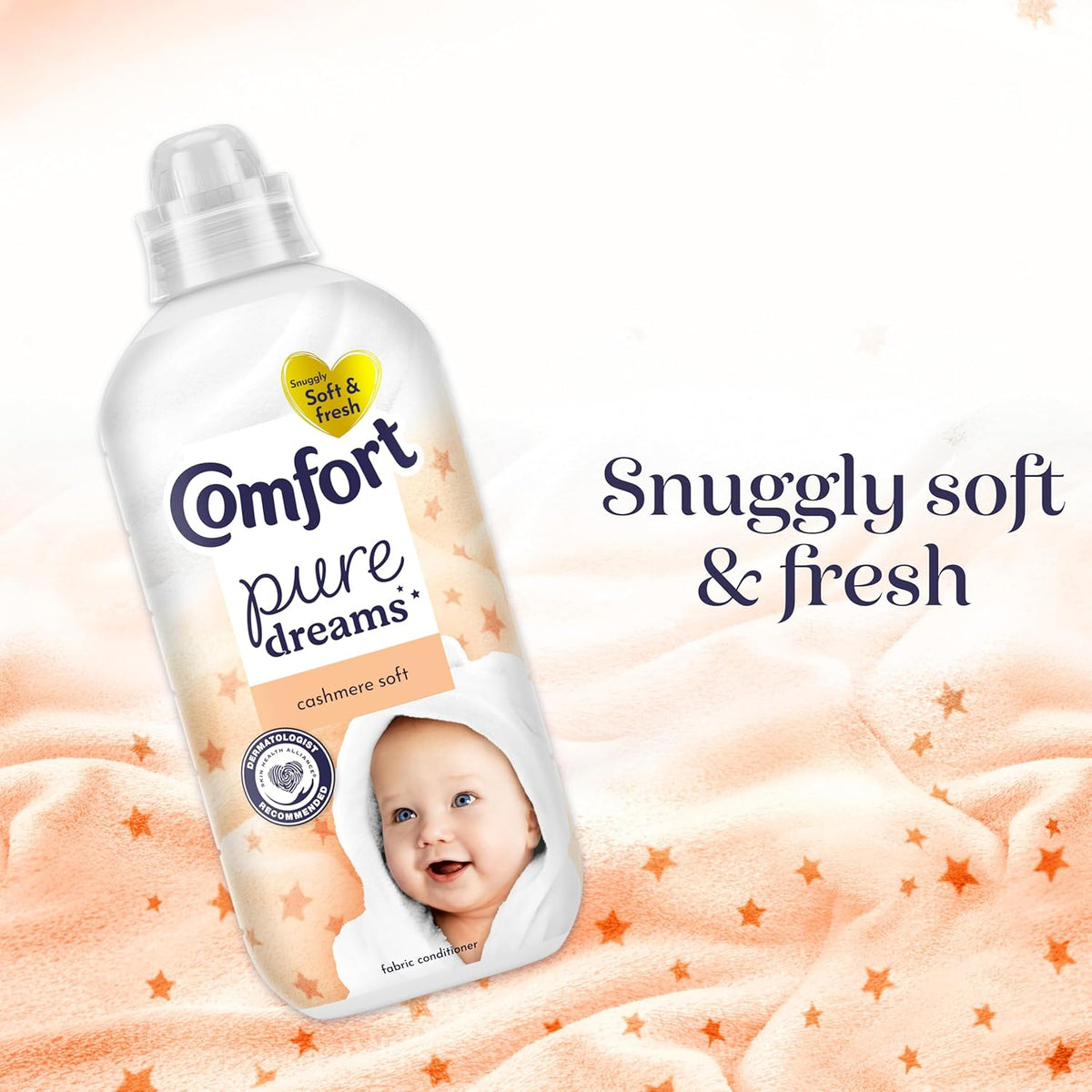Comfort Pure Dreams Cashmere Soft Fabric Conditioner Dermatologist-Recommended Gentle Next to Sensitive Skin 30 washes (900 ml)