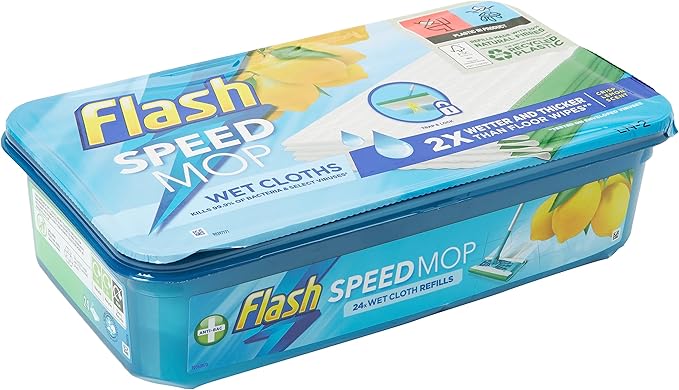 24 Pack Flash Speed mop Replacement Hygiene Mop Refill Wet Cloths Refills Lemon
