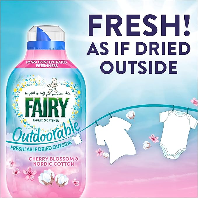 Fairy Outdoorable Fabric Conditioner, Cherry Blossom and Nordic Cotton, 360 Washes (8x45), Ultra Concentrated Formula For Sensitive Skin, Dermatologically Tested