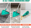 JEHONN 200CM Wall Cleaning Mop with Long Handle, 3-in-1 Ceiling Cleaner Tool Duster with 6 Replacement Microfiber Chenille Pads for Painted Walls, Window, Floor, Baseboard (Green)