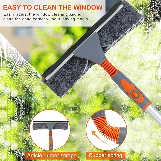 Professional Window Squeegee Cleaner, Equipment Kit Shower Squeegee 158cm Telescopic Window Washing Equipment with Bendable Head,and Aluminium Cleaning Tools for Indoor/Outdoor High Window