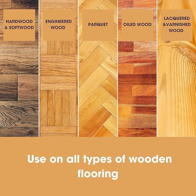 Wood Floor Cleaner - Dilutes to Make 5 Litres - Super Concentrated & Quick Drying - Infused With Orange Aroma - For All Types of Wooden Floors - 500ml