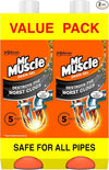 Mr Muscle Drain Unblocker, Sink & Drain Cleaner, Fast Acting Heavy Duty Gel Formula, Dissolves Clogs, Works 3x Better Than Bleach, Safe for All Pipes, Duo Pack, (2 x 1L)