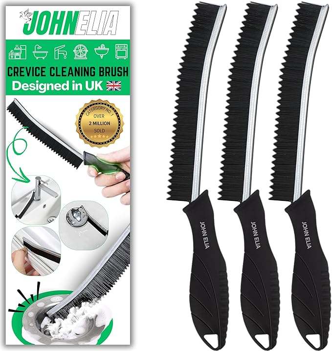 JOHN ELIA Crevice Cleaning Brush UK 3 Pcs Multifunctional Bathroom Cleaning Brushes For Small Spaces With Long Magic Brush Cleaner Grout Cleaner Brush - Groove Gaps Cleaning Brush - Cleaning Tool