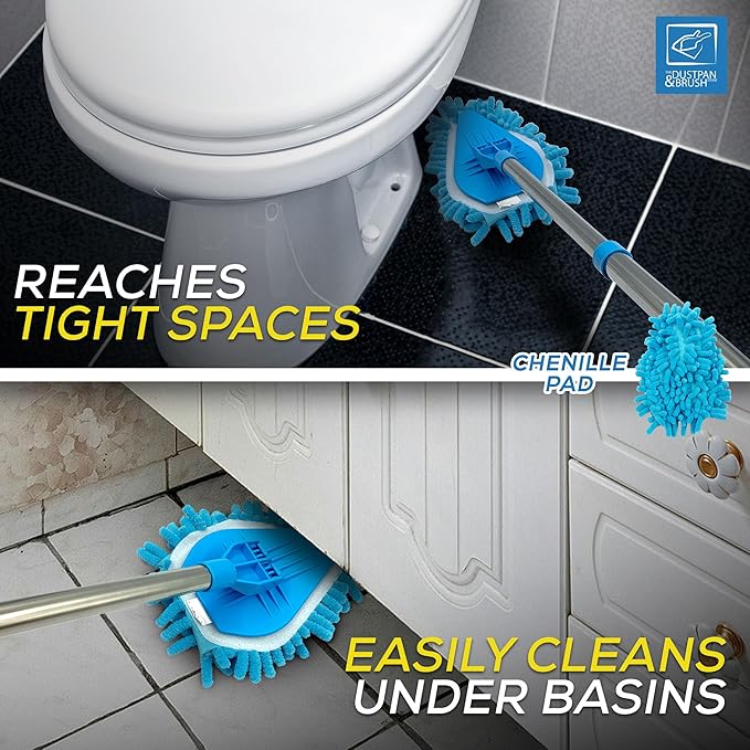 Bathroom Tile Cleaner Telescopic Shower Mop Extendable Bath Cleaning Scrubber Tool (New Telescopic Bathroom Cleaning Kit)