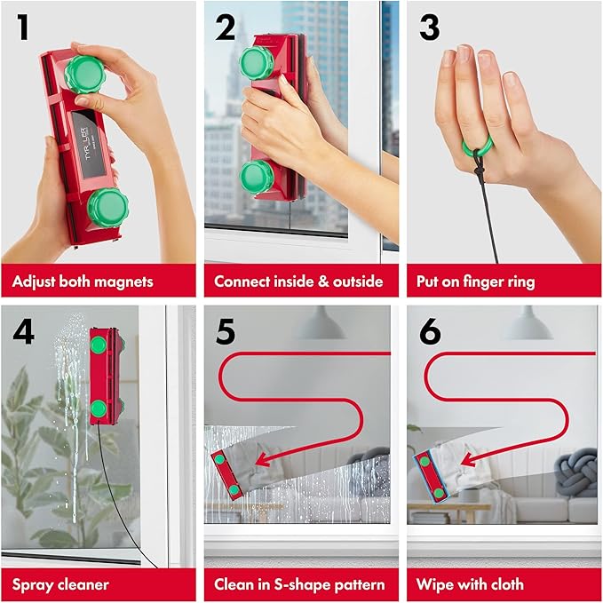 Tyroler Glider D4 Magnetic Window Cleaner for Double Glazing | Double Sided Window Cleaner Tool | Fits 2-40mm Window Thickness | Adjustable Force Control | Window Cleaning Equipment Magnetic