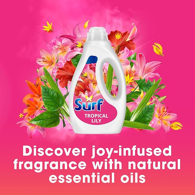 Surf Tropical Lily Laundry Washing with a joy-infused fragrance & natural essential oils lasting up to 12 hours in wear Liquid Detergent for brilliantly clean results 35 washes