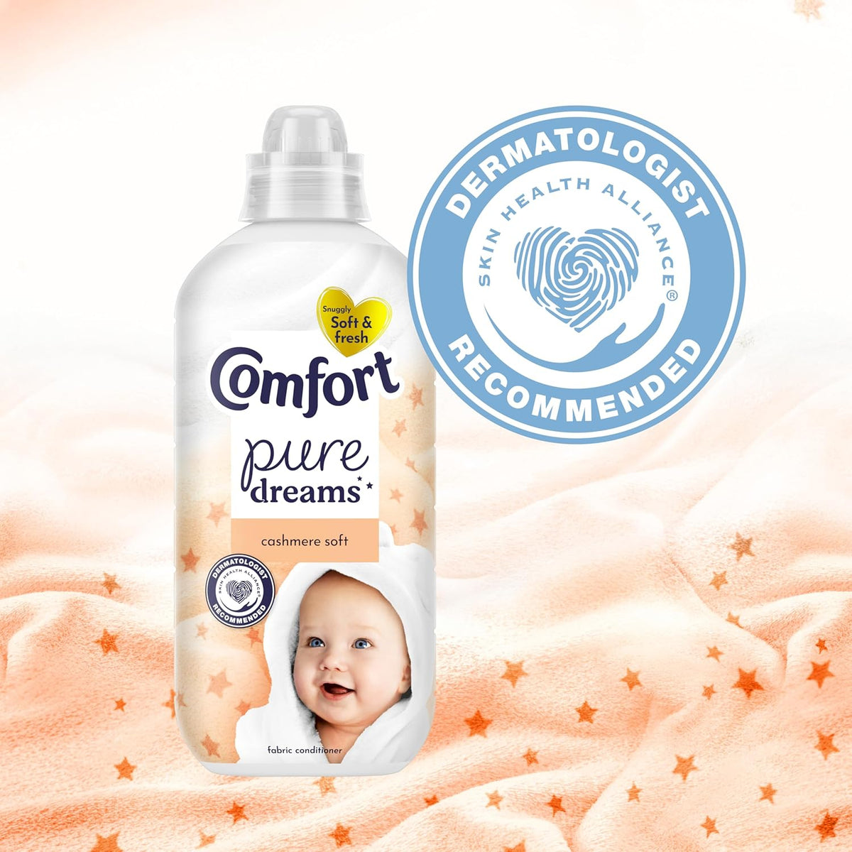 Comfort Pure Dreams Cashmere Soft Fabric Conditioner Dermatologist-Recommended Gentle Next to Sensitive Skin 30 washes (900 ml)