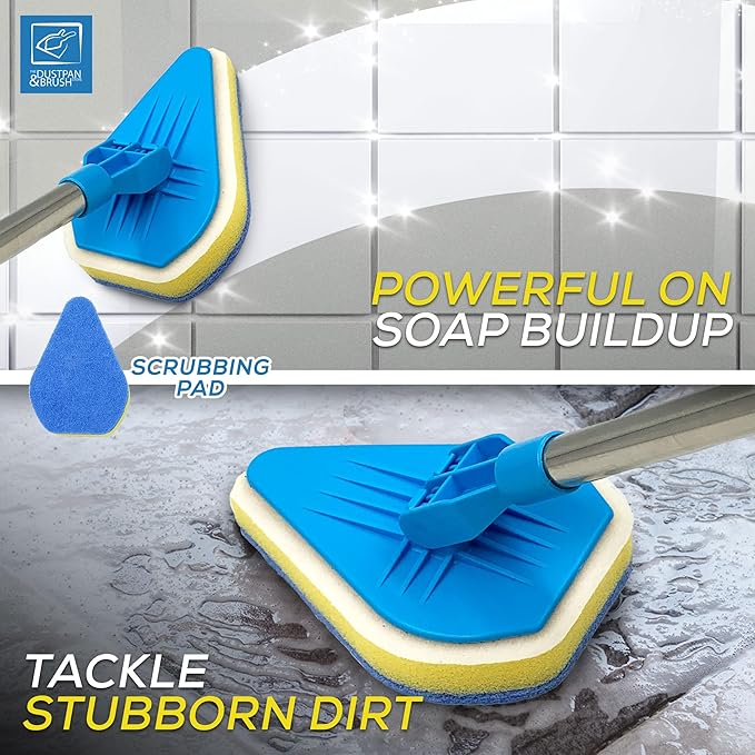 Bathroom Tile Cleaner Telescopic Shower Mop Extendable Bath Cleaning Scrubber Tool (New Telescopic Bathroom Cleaning Kit)