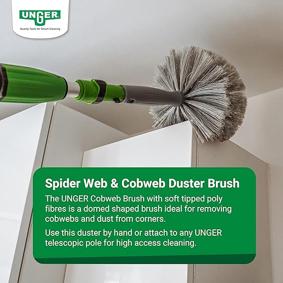 UNGER Spider Web & Cobweb Duster Brush - Internal or External - Fits Telescopic Poles - UNGER Cleaning Equipment, Grey, UNGCOBW0