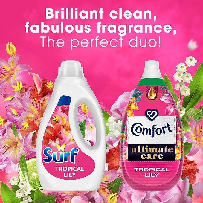 Surf Tropical Lily Laundry Washing with a joy-infused fragrance & natural essential oils lasting up to 12 hours in wear Liquid Detergent for brilliantly clean results 35 washes