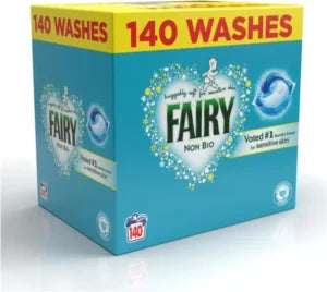 Fairy Non Bio Laundry Pods, 140 Washes – Powerful Cleaning Washing Capsules For Sensitive Skin, Gentle on Clothes, Easy-to-Use Detergent Pods for Everyday Laundry – 1442g (2 Bags)