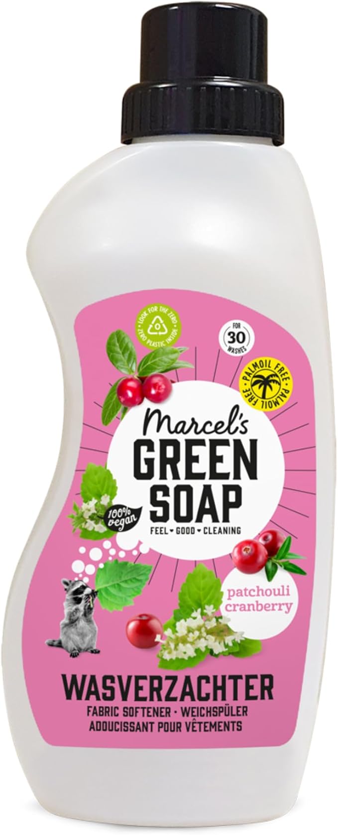 Marcel's Green Soap - Fabric Conditioner Patchouli & Cranberry - Fabric Softener - 100% Vegan - Refillable - Laundry - 750ml